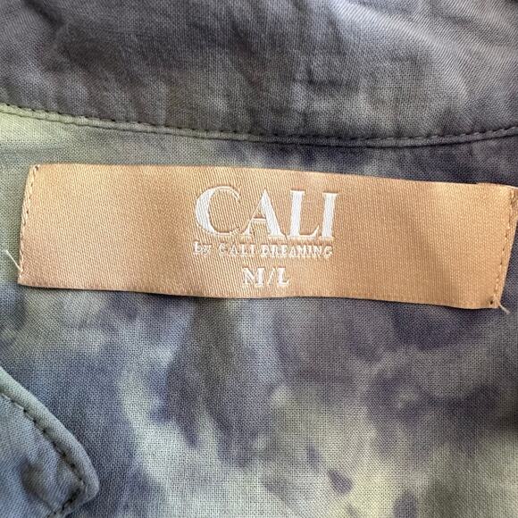 CALI by Cali Dreaming Blue Green Tie Dye Oversized Cotton Tunic‎ Top M/L - Picture 2 of 8